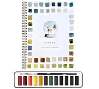 Watercolor Workbook- Water Colour Workbook for Beginners with Paint Set 12 Colors Watercolor Paint Set for Kids & Adults