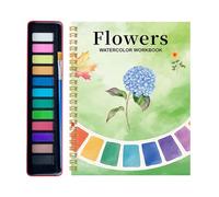 Watercolor Workbook - with 12 Colors Paint and Brush Art Supplies | Watercolor Practice Picture Book | Women Home School Travel Educational Art Exercise for Men for Girls Boys