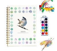 Watercolor Workbook with 12 Colors Paint Set & Brush, Beginner-Friendly Nature Scenes Art Crafts for Adults & Kids(Birds)