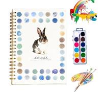 Watercolor Workbook with 12 Colors Paint Set & Brush, Beginner-Friendly Nature Scenes Art Crafts for Adults & Kids(Animals)