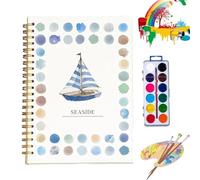 Watercolor Workbook with 12 Colors Paint Set & Brush, Beginner-Friendly Nature Scenes Art Crafts for Adults & Kids(Ocean)