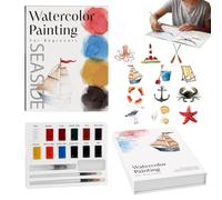 Watercolor Workbook With Brush, Paint Book For Beginners, Adults