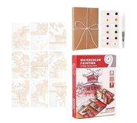 Watercolor Workbook with Paints - Drawing Crafting Kit | Mini Watercolor Travel Set | for Students Hobbyists Beginners Travelers Outdoor Coffee Shop Park Road Trips Hiking Camping