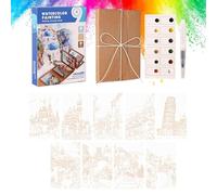 Watercolor Workbook with Paints for Adults | Drawing Crafting Kit - Pocket Watercolor Workbook | for Students Hobbyists Beginners Travelers Outdoor Coffee Shop Park Road Trips Hiking Camping