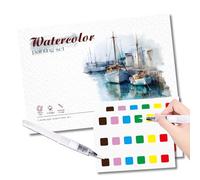 Watercolor Workbook, Workbooks Set with Paint Brush, Easy Nature Scenes Watercolour Workbook Art & Crafts Painting Supplies Gifts for Adults Teens