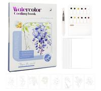 Watercolor Workbook, Workbooks Set with Paint Brush, Flower Patterns Watercolour Workbook Art & Crafts Painting Supplies Gifts for Adults Teens