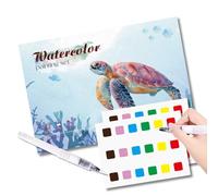 Watercolor Workbook, Workbooks Set with Paint Brush, Marine Life Watercolour Workbook Art & Crafts Painting Supplies Gifts for Adults Teens