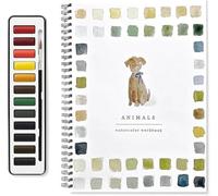 Watercolor Workbooks,12 Colors Watercolor Paint Set with Paint Brush,Art Crafts Painting Supplies,Beginner-Friendly Birds Watercolor Workbook,Water color Book for Kids Adults Teens (Animals)