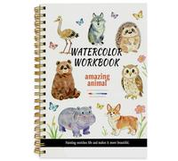 Watercolor Workbooks, Animals Watercolour Workbook with Reference Picture & 2 Color Mixing Reference, 14 Patterns Watercolour Workbooks Art & Crafts Painting Supplies Gifts for Beginners Adults Kids