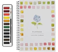 Watercolor Workbooks, Beginner-Friendly Birds Watercolour Workbooks, 12 Colours Watercolour Paint Set with Paint Brush, Art Crafts Painting Supplies, Water Colour Book for Kids Adults Teens (Flowers)