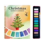 Watercolor Workbooks, Christmas Watercolour Sketchbook Painting Kit with 12 Colors, Beginner Friendly Coloring Book&PaintingKit with Paint Brush, Painting Supplies Kit for Kid, Adults (#D)