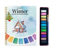 Watercolor Workbooks, Christmas Watercolour Sketchbook Painting Kit with 12 Colors, Beginner Friendly Coloring Book&PaintingKit with Paint Brush, Painting Supplies Kit for Kid, Adults (#E)