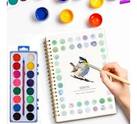 Watercolor Workbooks, Coloring Book Beginner Friendly Painting Kit, Beginner-Friendly Watercolor Workbooks, Easy Nature Scenes Paint Set, Creative Exploration Gift for Kids Teen Adults (Birds Set)