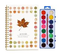 Watercolor Workbooks, Coloring Book Beginner Friendly Painting Kit, Easy Nature Scenes Paint Set, Beginner-Friendly Watercolor Workbook, Creative Exploration Gift for Adults (Autumn (with Paint))