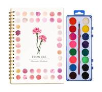 Watercolor Workbooks, Coloring Book Beginner Friendly Painting Kit, Easy Nature Scenes Paint Set, Beginner-Friendly Watercolor Workbook, Creative Exploration Gift for Adults (Flowers (with Paint))