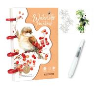 Watercolor Workbooks, Portable Animals Watercolour Workbook with Coloring Cards & Paint Brush, 10 Patterns Watercolour Workbooks Art & Crafts Painting Supplies Gifts for Beginners Adults Kids Teens