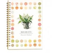 Watercolor Workbooks with 12 Illustractions - Animal Illustration Practice Book for Beginner Friendly Techniques,Spiral Bound Thick Paper, Perforated Pages (Bouquets, with Palette)