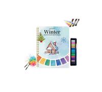 Watercolor Workbooks with 12 Illustractions,Beginner Friendly Watercolour Book Set，12 Colors Watercolor Paint Set with Paint Brush,Spiral Bound Water Coloring Book,Arts Crafts Gift for Teens,Adults