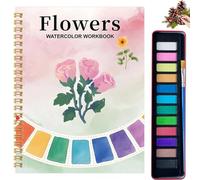 Watercolor Workbooks with Step by Step for Adults Teens, 12 Colors Water Coloring Book,Garden Animals Beginner Friendly Watercolor Painting Book Set,Paint Brush & Multiple Same Styles (A)