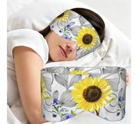 Watercolor Yellow Sunflowers Blue Flowers, Sleep Mask for Home Travel, Full Eye Covers Light Blocking Eye Mask Sleep Eye and Ear Muffs