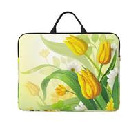 Watercolor Yellow Tulips, 14 Inch Laptop Sleeve, Notebook Bag Laptop Case Sleeve Briefcase with Handle