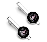 Watercolor Yoga Pose Silver Tie Clip Suit Accessories for Men Necktie Bar Set Pin Business Wedding