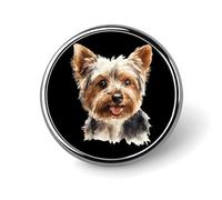 Watercolor Yorkshire Terrier Head Round Enamel Brooch Pin Button Badges Decoration Hat Clothing Bag Accessories Gift Crafts