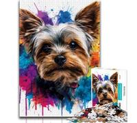 Watercolor Yorkshire Terrier Jigsaw Puzzles for Adults 1000 Piece Puzzle,Help The Brain Exercise Addictive Toys to Cultivate Patience A Work of Art (50x75cm)