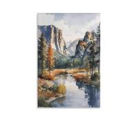 Watercolor Yosemite Painting, California Yosemite National Park Poster 12x18inch(30x45cm)