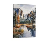 Watercolor Yosemite Painting, California Yosemite National Park Poster 24x36inch(60x90cm)