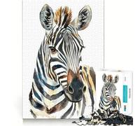 Watercolor Zebra Portrait 1000-piece Jigsaw Puzzles Brain Focus Game Expert Cutting Craftsmanship Fascinating Hobby for Idle Moments (50x75cm)