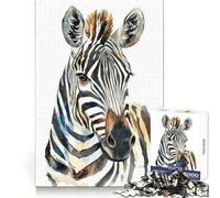 Watercolor Zebra Portrait Jigsaws 1000 Pieces for Adults Focus Ability Mindful Escape Interlock Well Meaningful Gift (38x52cm)