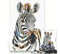 Watercolor Zebra Portrait Jigsaws 1000 Pieces for Adults Mental Sharpness Cozy Pastime Precise Fit Holiday Treat (50x75cm)