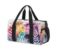 Watercolor Zebra Sport Duffel Bags for Kids Girls Boys Women Men Colorful Cute Zebra Overnight Weekender Travel Bag Tote Carry Gym Casual Duffel Bags