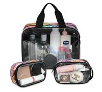 Watercolor Zebra Travel Makeup Bag for Women Men, Colorful Cute Zebra Translucent Cosmetic Bags 3 Pcs Large Shower Wash Pouch Toiletry Cosmetic Toiletries Organizer