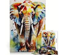 WatercolorPainted Elephant Puzzle for Adults 1000 Pieces Brain Capacity Tranquil Pastime Secure Lock Creative Gift (38x26cm)