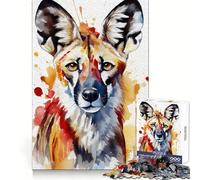 WatercolorPainted Wild Dog Adult Jigsaw Puzzle1000 Pieces Memory Ability Relaxed Leisure Secure Join Warm Xmas Gift (50x75cm)