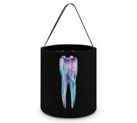 Watercolors Tooth Large Easter Basket Candy Bags Canva Tote Bag Portable Hallowee Bucket
