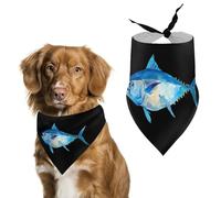 Watercolort Tuna Fish Printed Dog Bandanas Funny Pets Triangle Scarf Puppies Handkerchief for Small Medium Large Dogs Cats Pet
