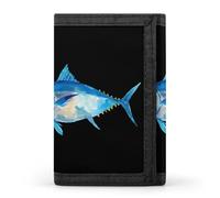 Watercolort Tuna Fish Printed Tri-fold Wallets Front Pocket Holder Money Clips with ID Credit Card Slots for Man Women