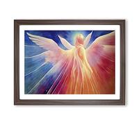Watercolour Angel Abstract Framed Wall Art Print A4 Walnut