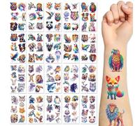 Watercolour Animal Temporary Tattoos for Kids, 20 Sheets Unicorn Tattoo Stickers, Waterproof Fake Tattoos for Girls and Boys, Birthday Party Favors, School Rewards, Arm Shoulder Body Art (Animal)