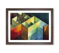 Watercolour Architecture Abstract H1022 Framed Print for Living Room Bedroom Home Office Décor, Wall Art Picture Ready to Hang, Walnut A4 Frame (34 x 25 cm)