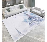Watercolour Area Rugs Paris Eiffel Tower Machine Washable Area Rug 160 X 230 Cm Soft Fluffy Non-Slip Short Pile Carpet For Living Room Bedroom Dining Room Kitchen Office & Nursery,140 X 200 Cm