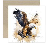 Watercolour Bald Eagle Greeting Card - Birthday Card for Him - Father's Day Card for Dad - Thinking of You - Congratulations Eagle Card Eagle Scout | Blank Inside Envelope