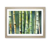 Watercolour Bamboo Forest Framed Wall Art Print A2 Oak