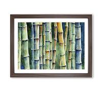 Watercolour Bamboo Forest Vol.2 H1022 Framed Print for Living Room Bedroom Home Office Décor, Wall Art Picture Ready to Hang, Walnut A4 Frame (34 x 25 cm)