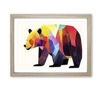 Watercolour Bear Vol.3 Abstract Framed Print | A2 Oak Framed Wall Art | Ready to Hang | Abstract Animal Picture | Living Room Bedroom Lounge Office