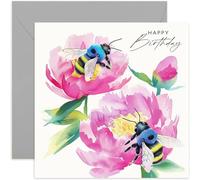Watercolour Bee Birthday Card for Women - Bright and Colourful Painted Artwork for Her - Wonderful Gifts for Female Family Members and Friends - For Mum, Sister, Aunt, Grandmother