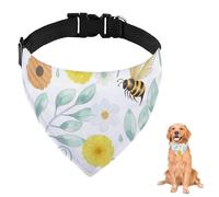Watercolour Bee Honeycomb Floral Dog Bandana With Adjustable Strap D Ring Dog Scarf Pet Bibs Triangle Pet Triangle Neckerchief Accessories for Dogs Puppy Dogs Cats Decor Machine Washable